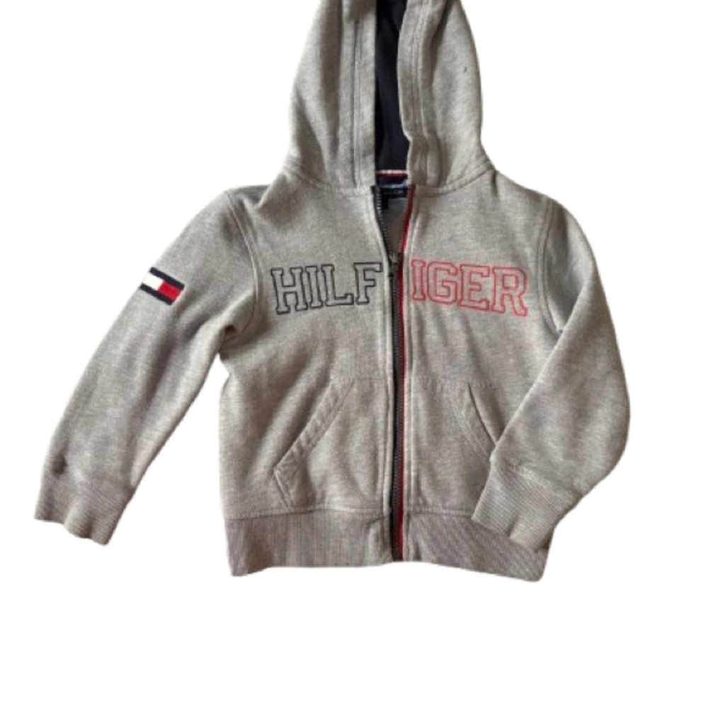 Tommy Hilfiger Gray Zip-Up Hoodie Sweatshirt